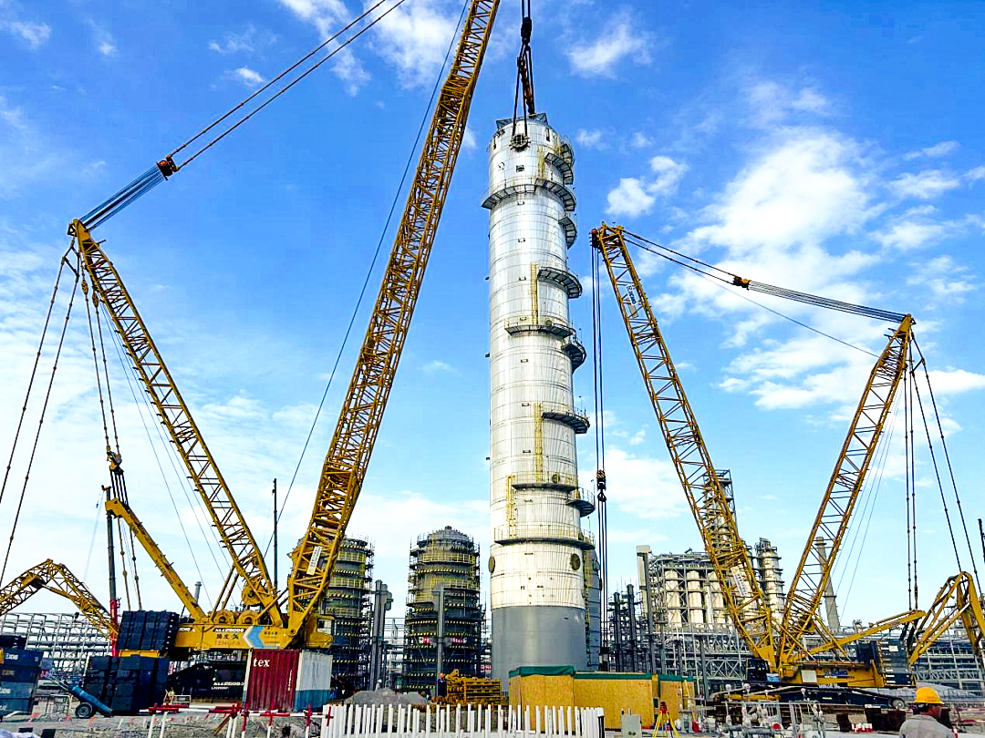 10天3钩！w88win优德XGC88000助力2050吨“西北最高”塔器就位