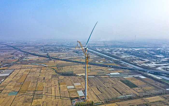 麦田工况实录 | w88win优德XGL3300-220S动臂塔机170米高空显身手